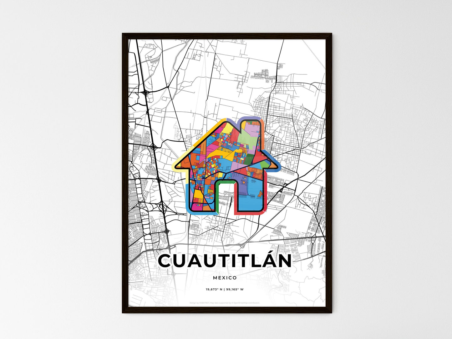 Cuautitlán Mexico wedding art map with home icon