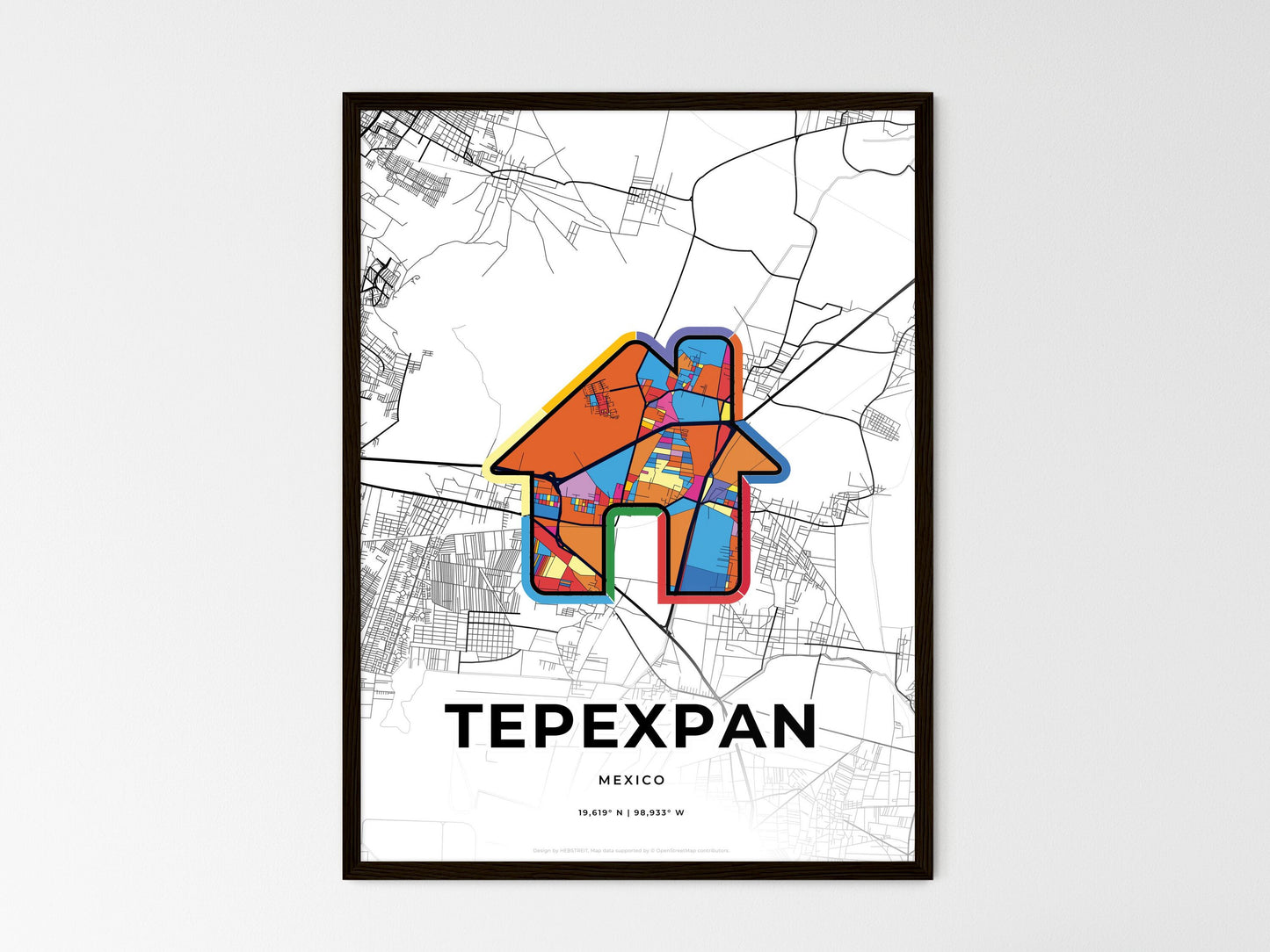 Tepexpan Mexico wedding art map with home icon