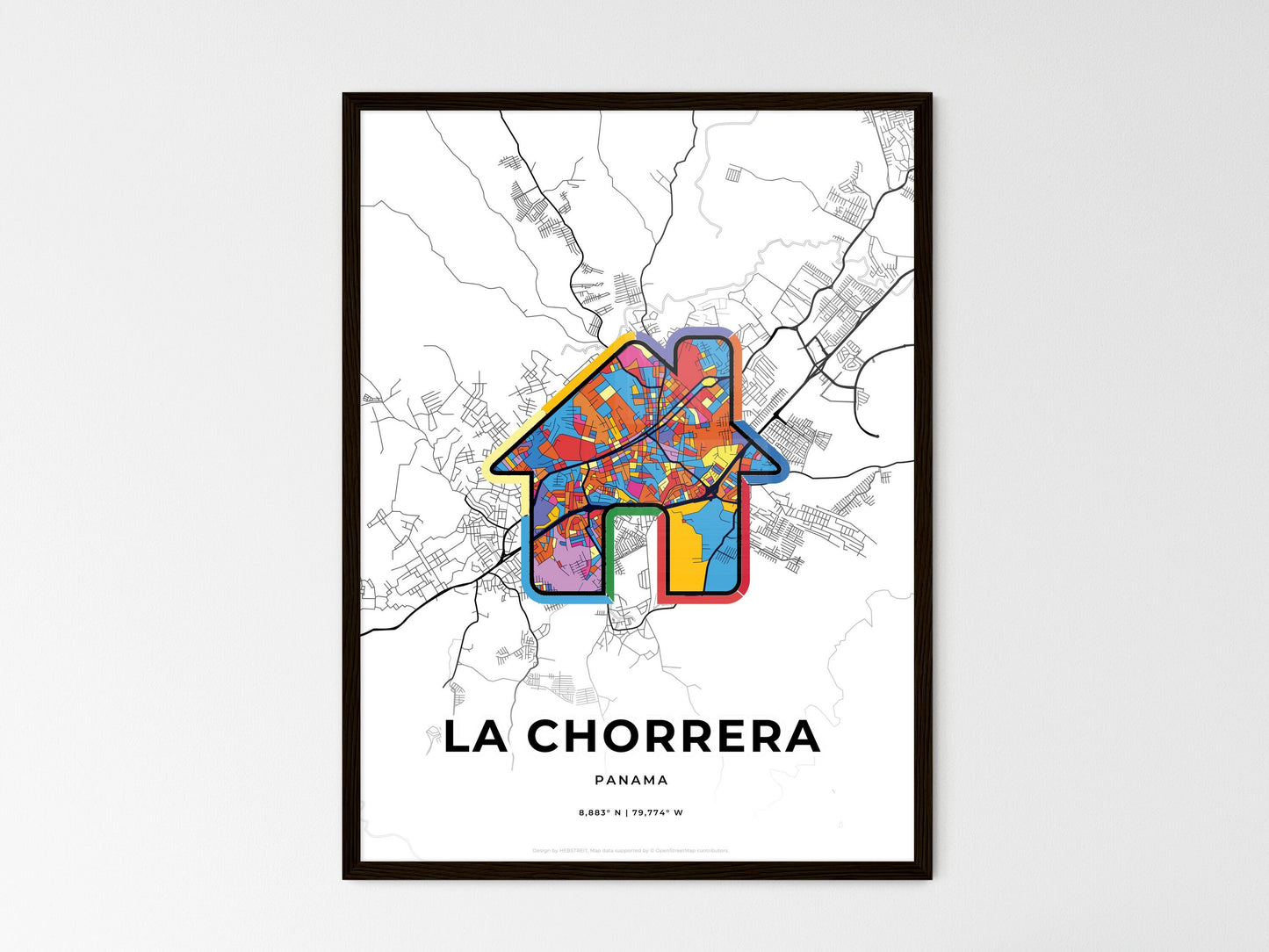 La Chorrera Panama wedding art map with home icon