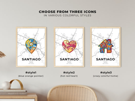 Santiago Panama maps with colorful icons