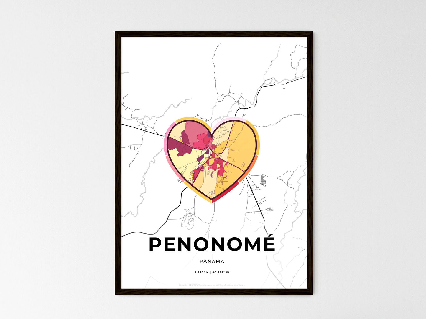 Penonomé Panama wedding art map with heart icon