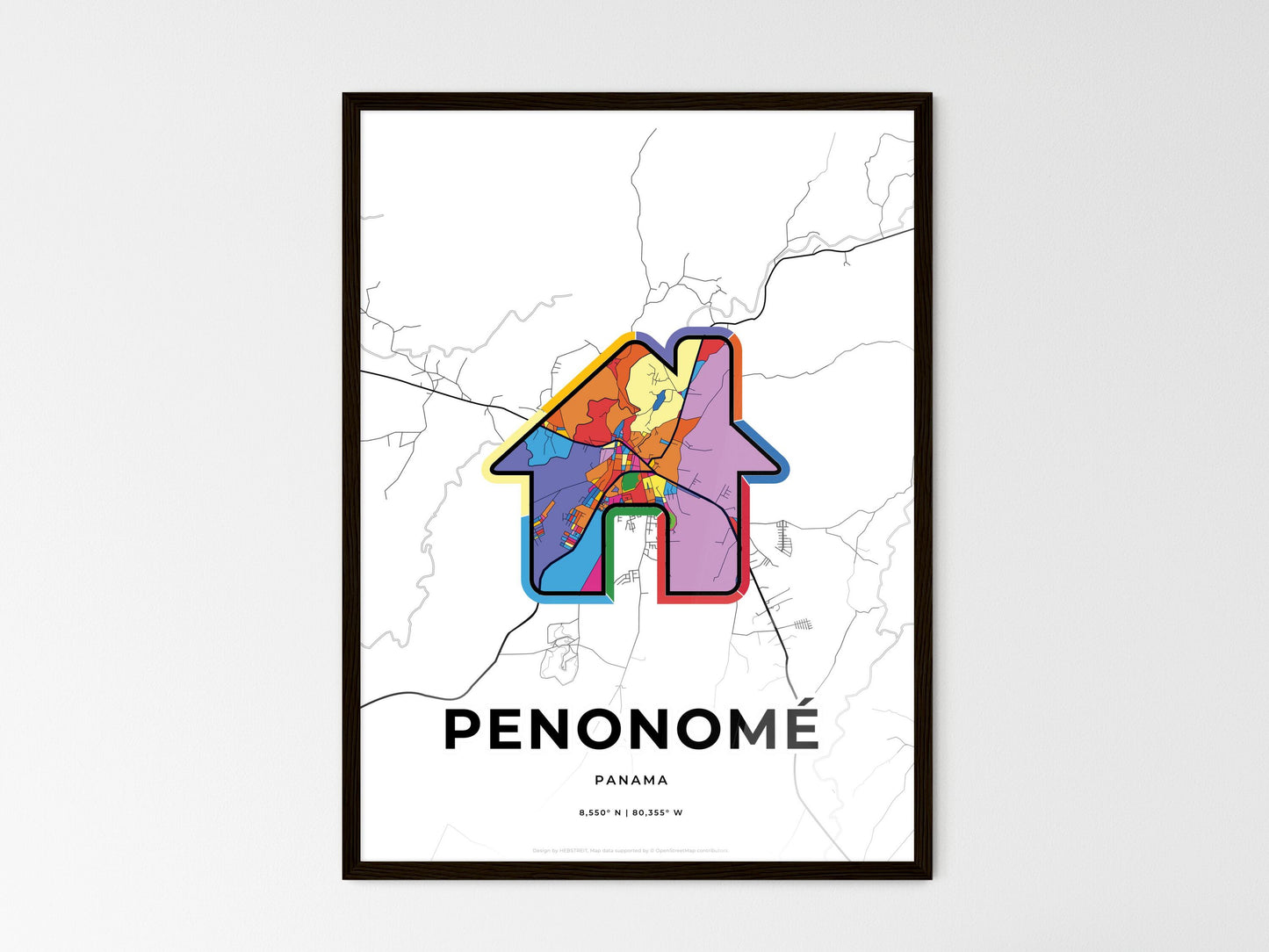 Penonomé Panama wedding art map with home icon