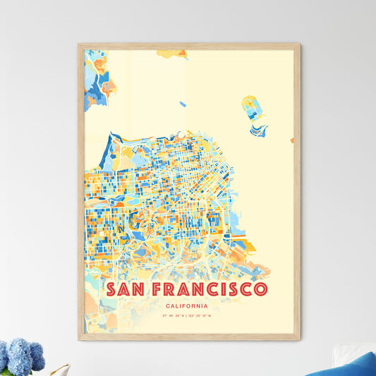 Colorful San Francisco California Fine Art Map Blue Orange