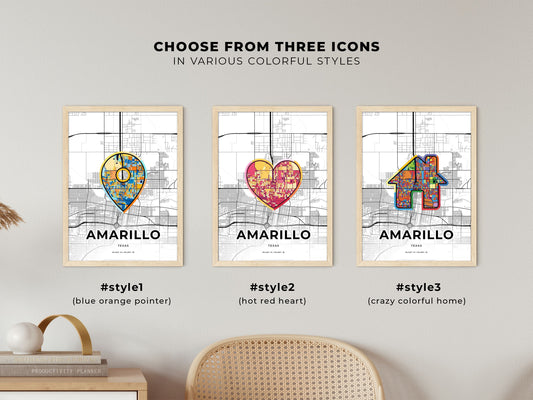Amarillo Texas maps with colorful icons