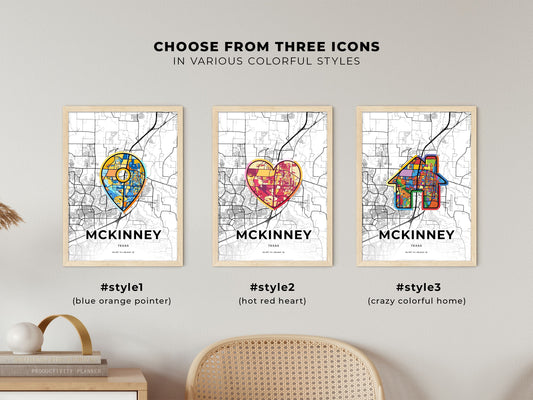 Mckinney Texas maps with colorful icons