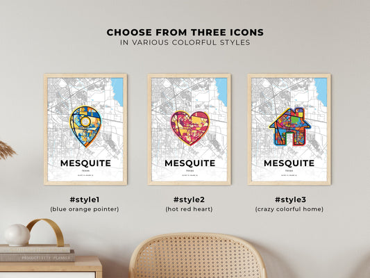 Mesquite Texas maps with colorful icons