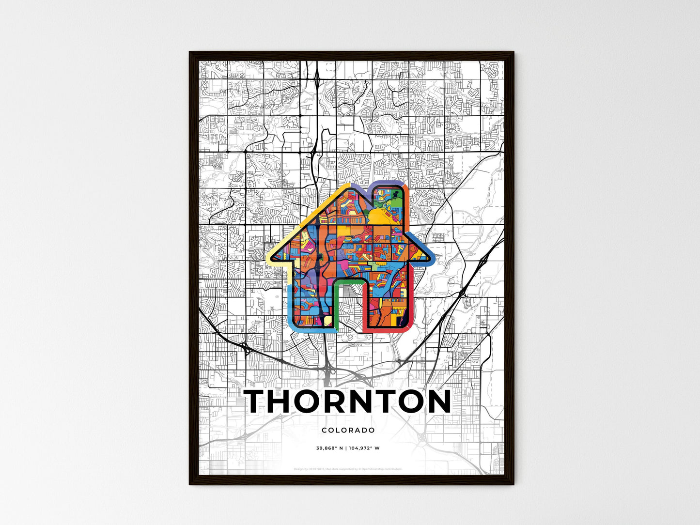 Thornton Colorado wedding art map with home icon
