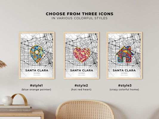 Santa Clara California maps with colorful icons
