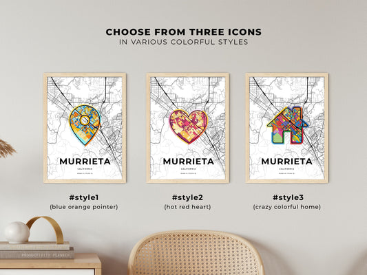 Murrieta California maps with colorful icons