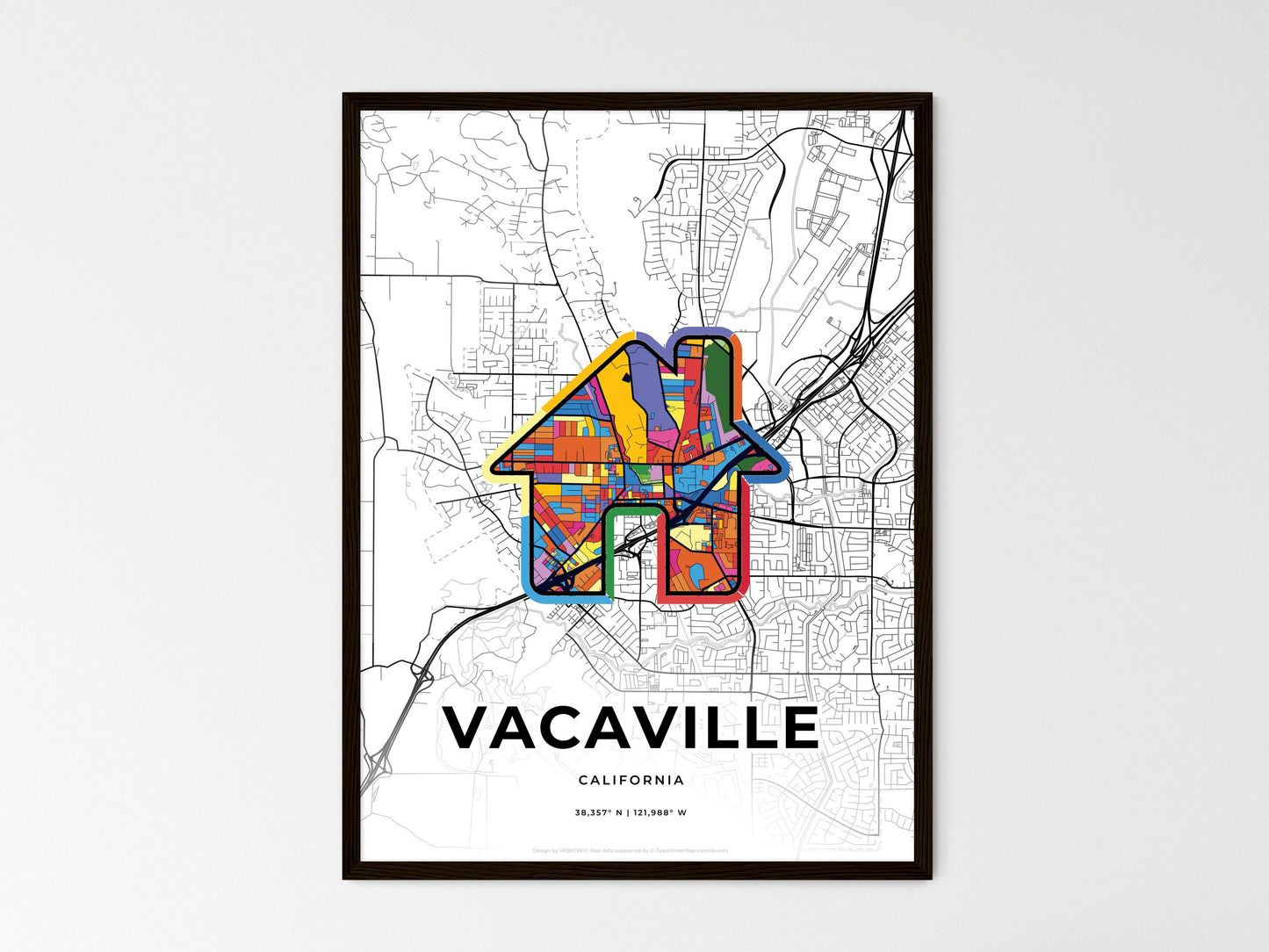 Vacaville California wedding art map with home icon