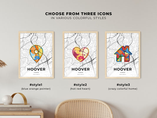 Hoover Alabama maps with colorful icons