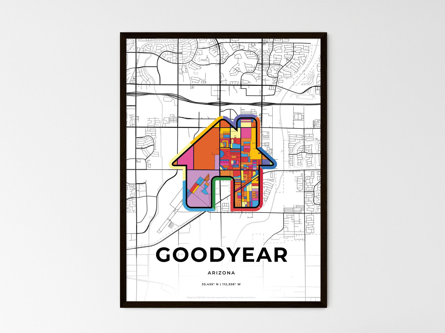 Goodyear Arizona wedding art map with home icon