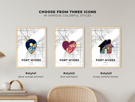Fort Myers Florida maps with colorful icons