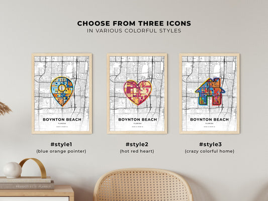 Boynton Beach Florida maps with colorful icons
