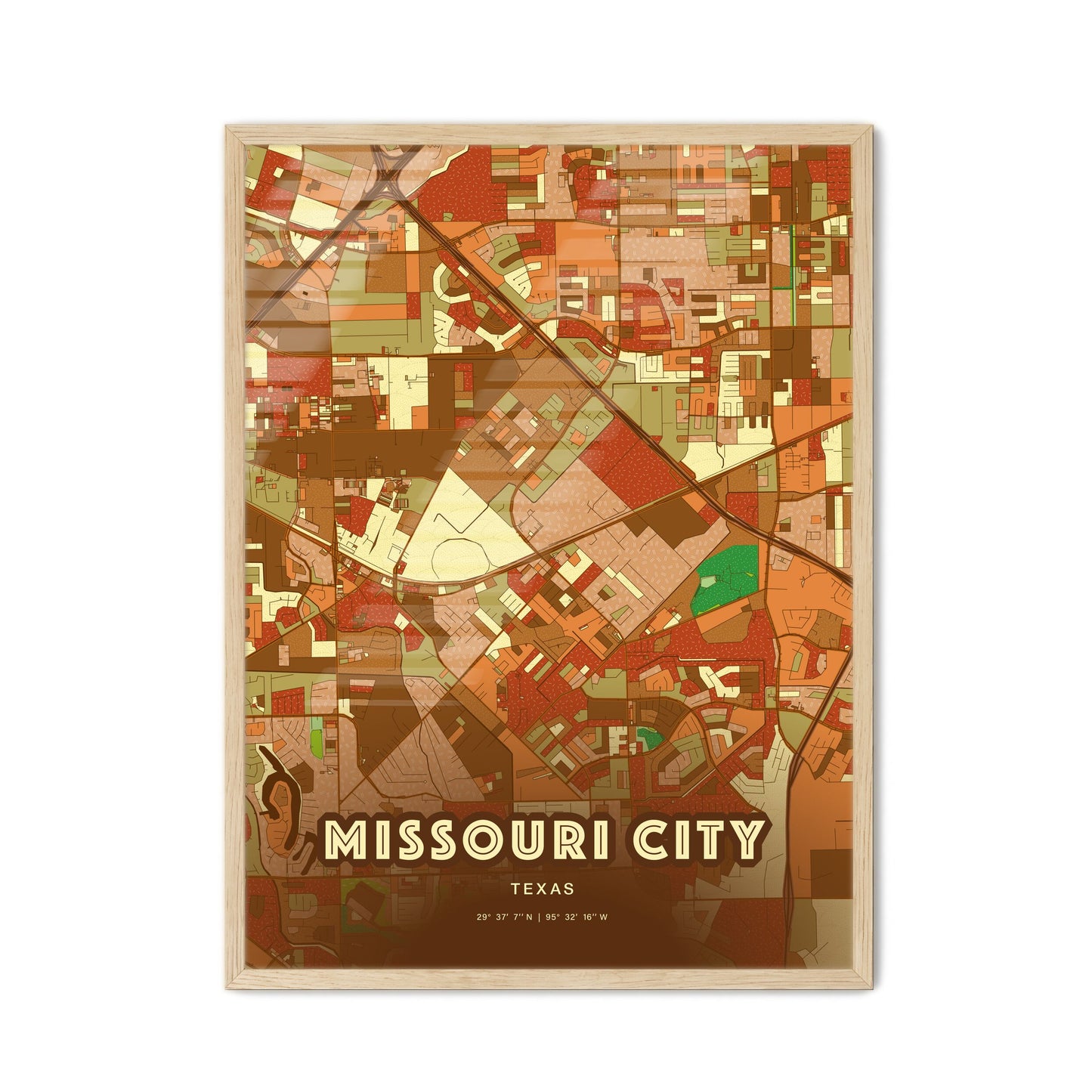 Colorful MISSOURI CITY TEXAS Fine Art Map Farmhouse