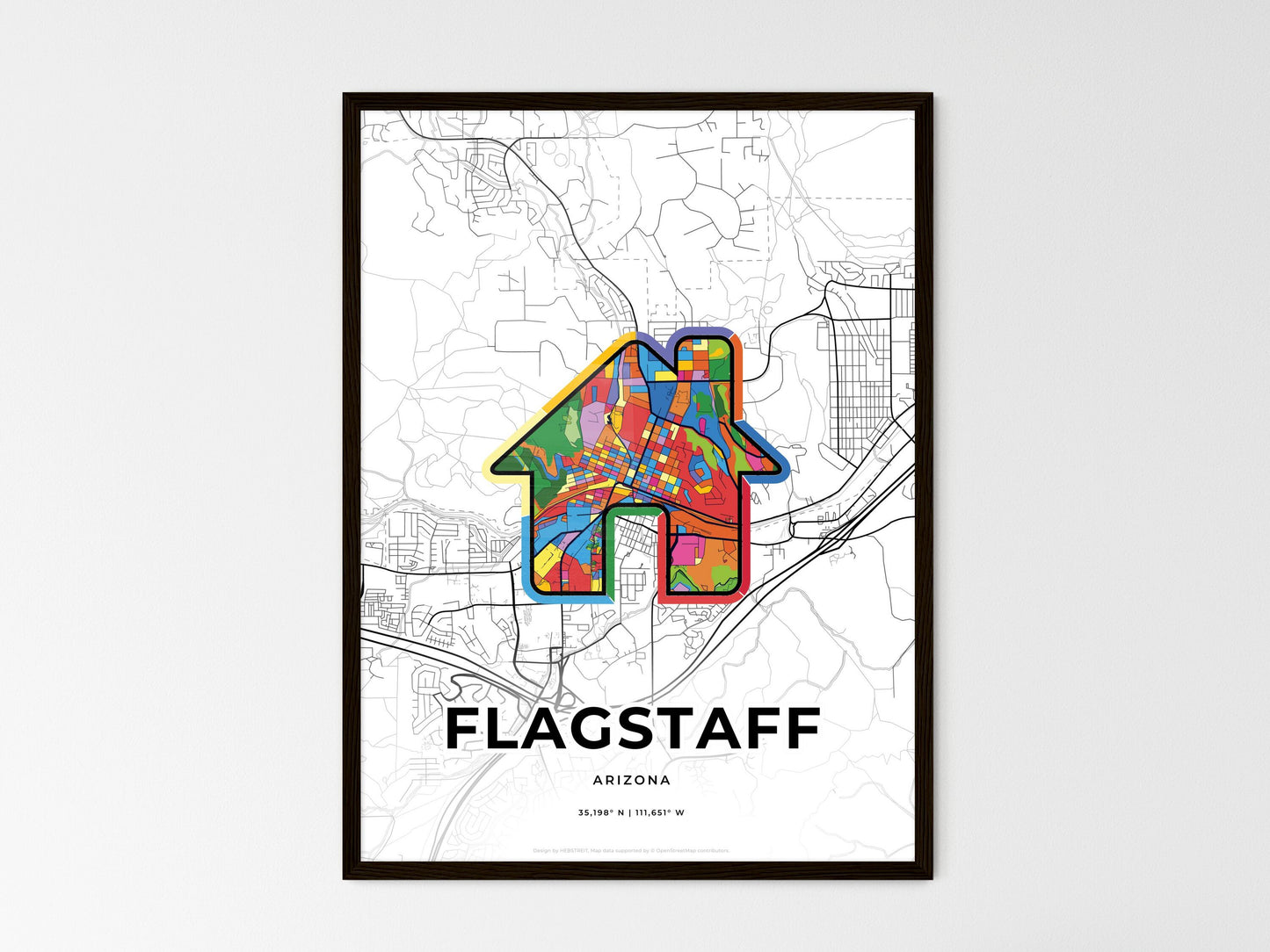 Flagstaff Arizona wedding art map with home icon