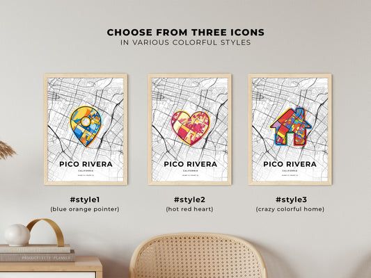 Pico Rivera California maps with colorful icons