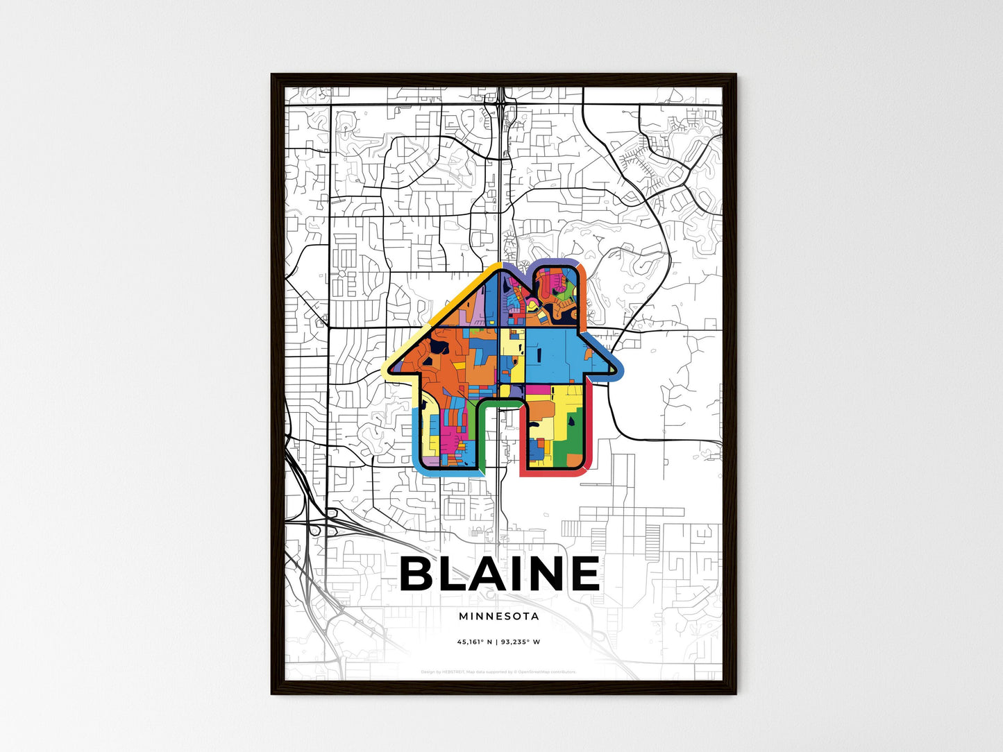 Blaine Minnesota wedding art map with home icon