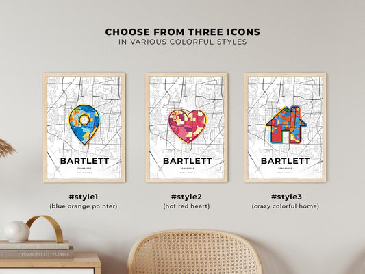 Bartlett Tennessee maps with colorful icons