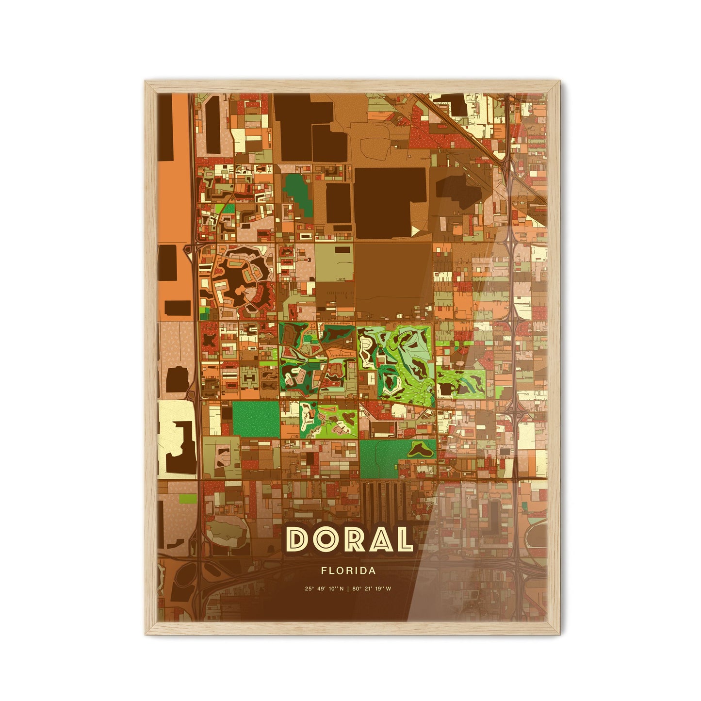 Colorful DORAL FLORIDA Fine Art Map Farmhouse