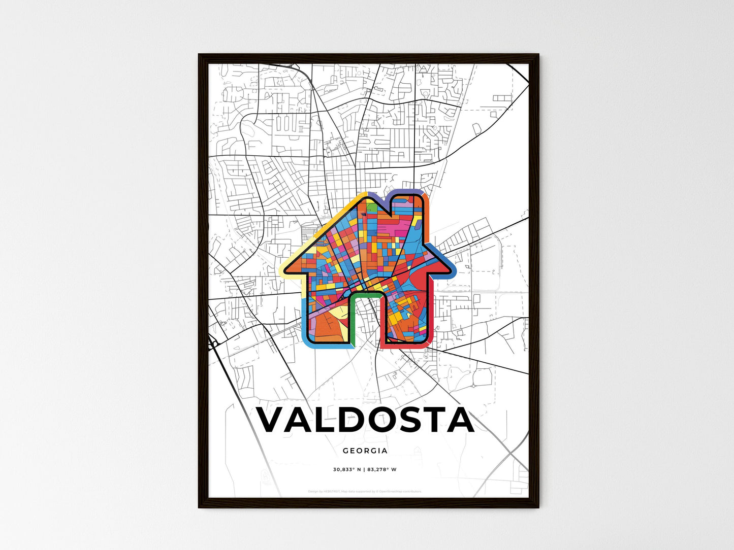 Valdosta Georgia wedding art map with home icon