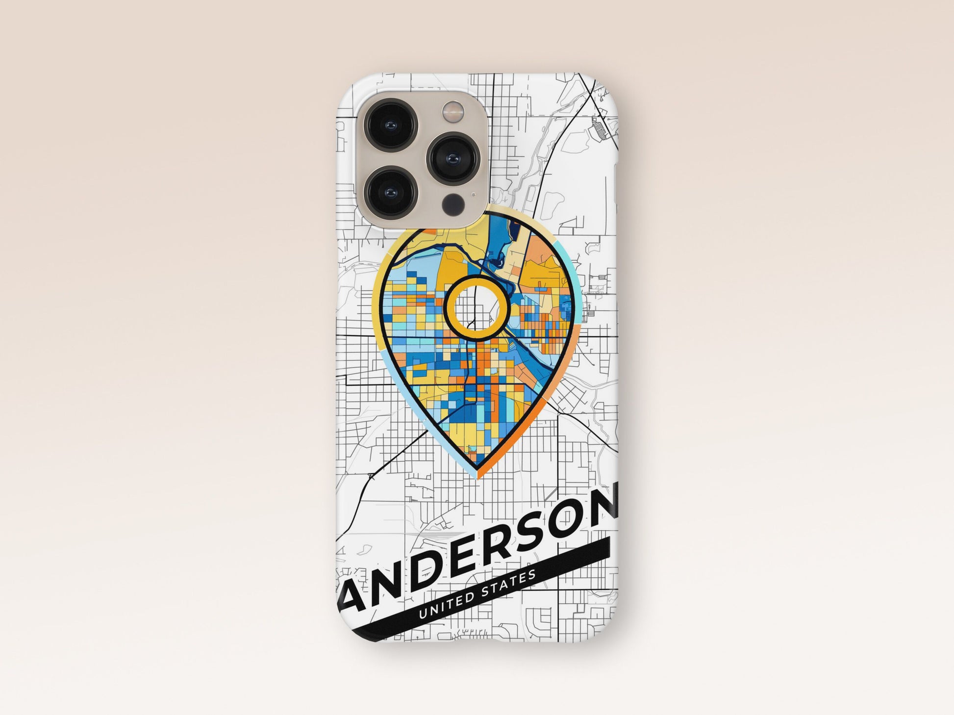 Anderson Indiana slim phone case with colorful icon. Birthday, wedding or housewarming gift. Couple match cases. 1
