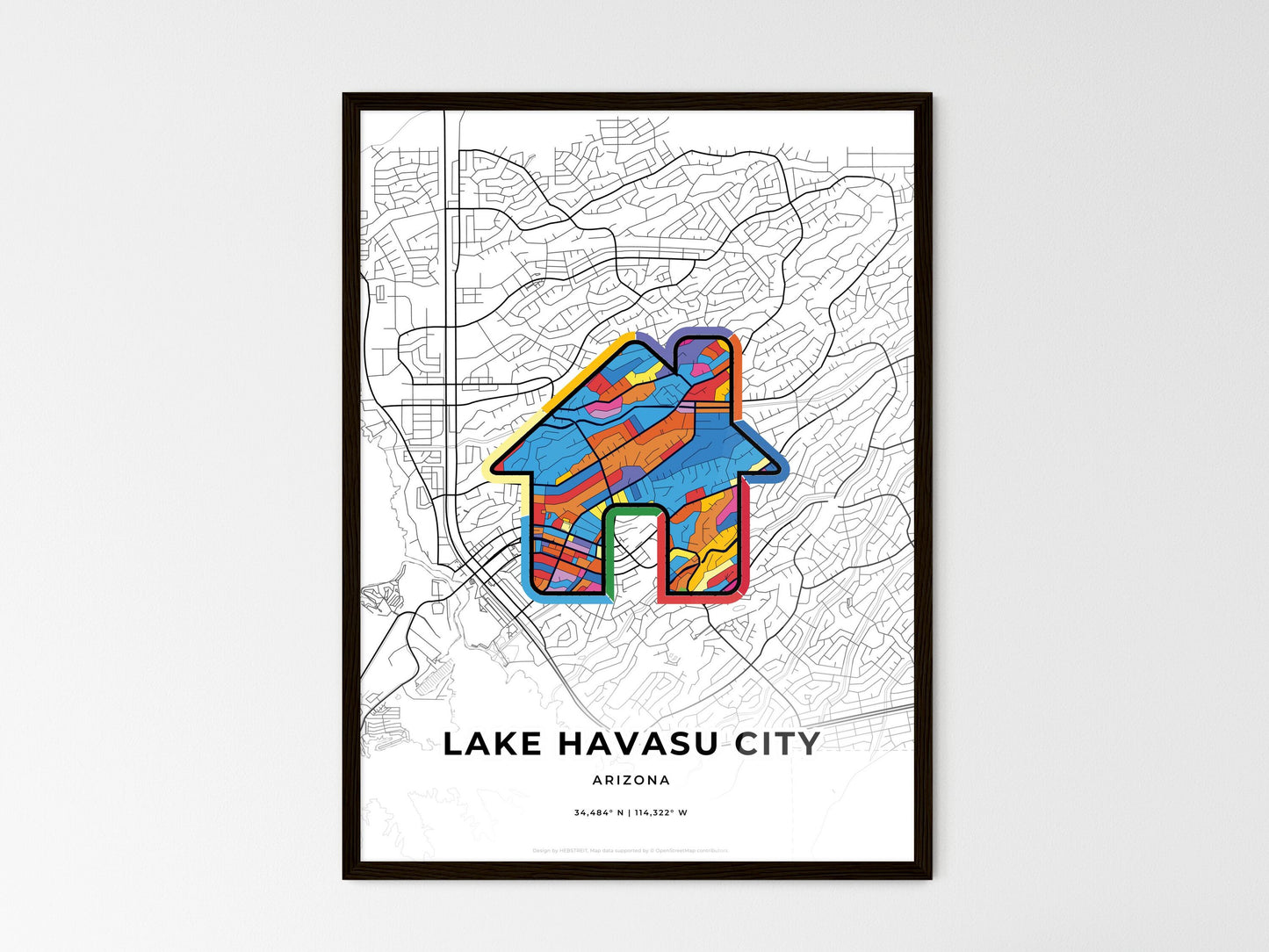 Lake Havasu City Arizona wedding art map with home icon
