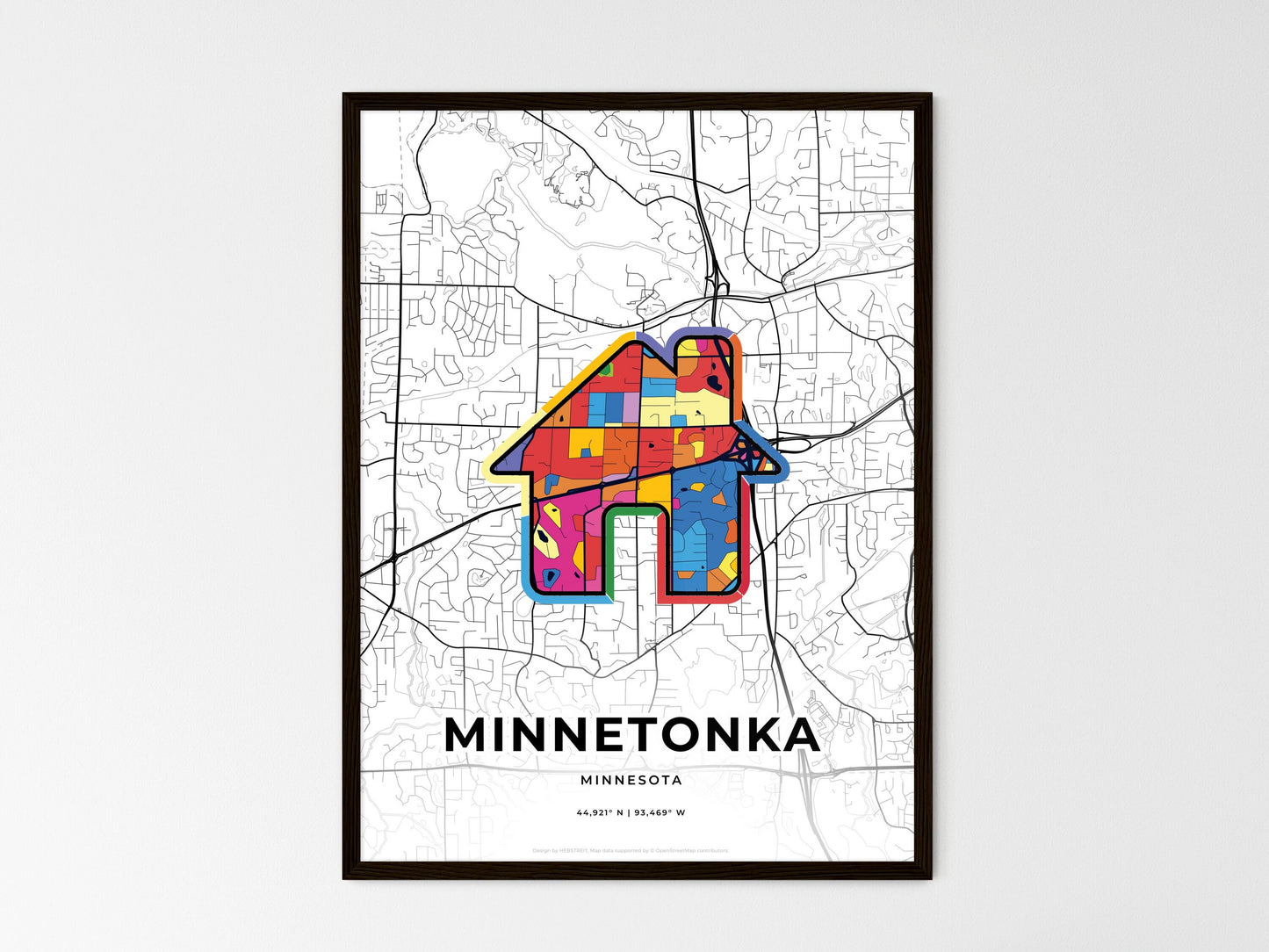 Minnetonka Minnesota wedding art map with home icon