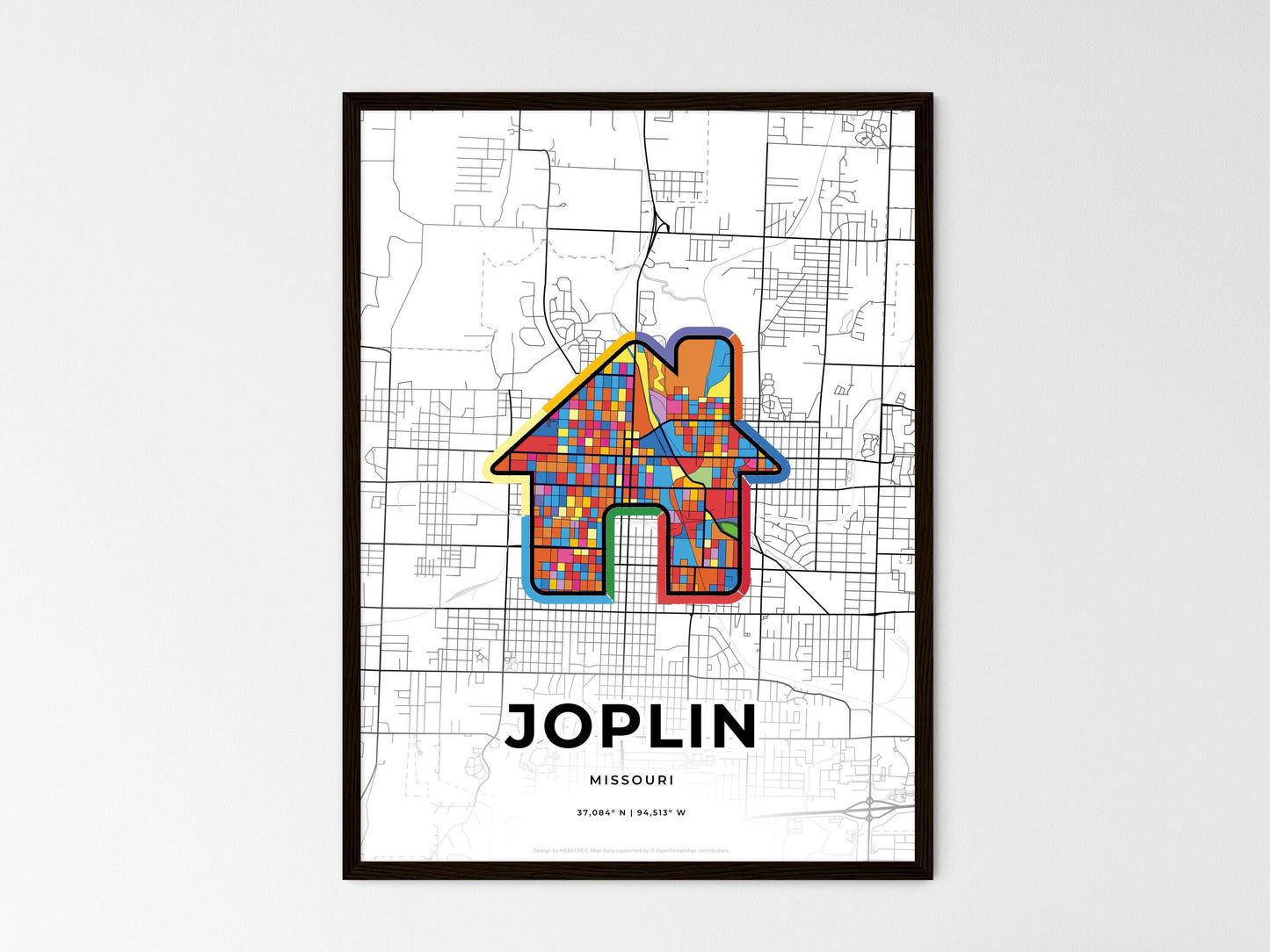 Joplin Missouri wedding art map with home icon