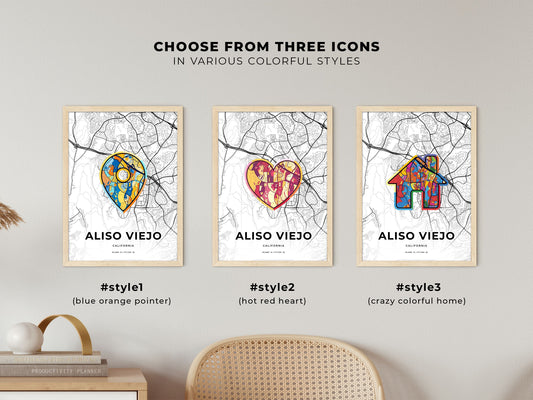Aliso Viejo California maps with colorful icons