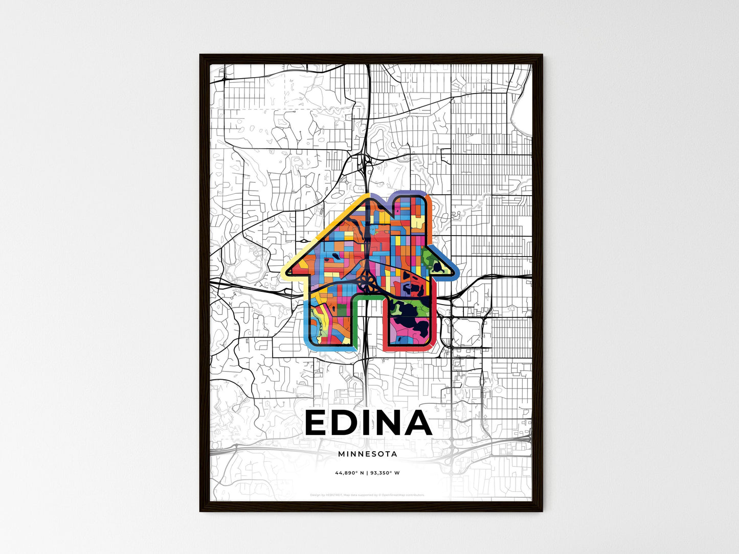 Edina Minnesota wedding art map with home icon