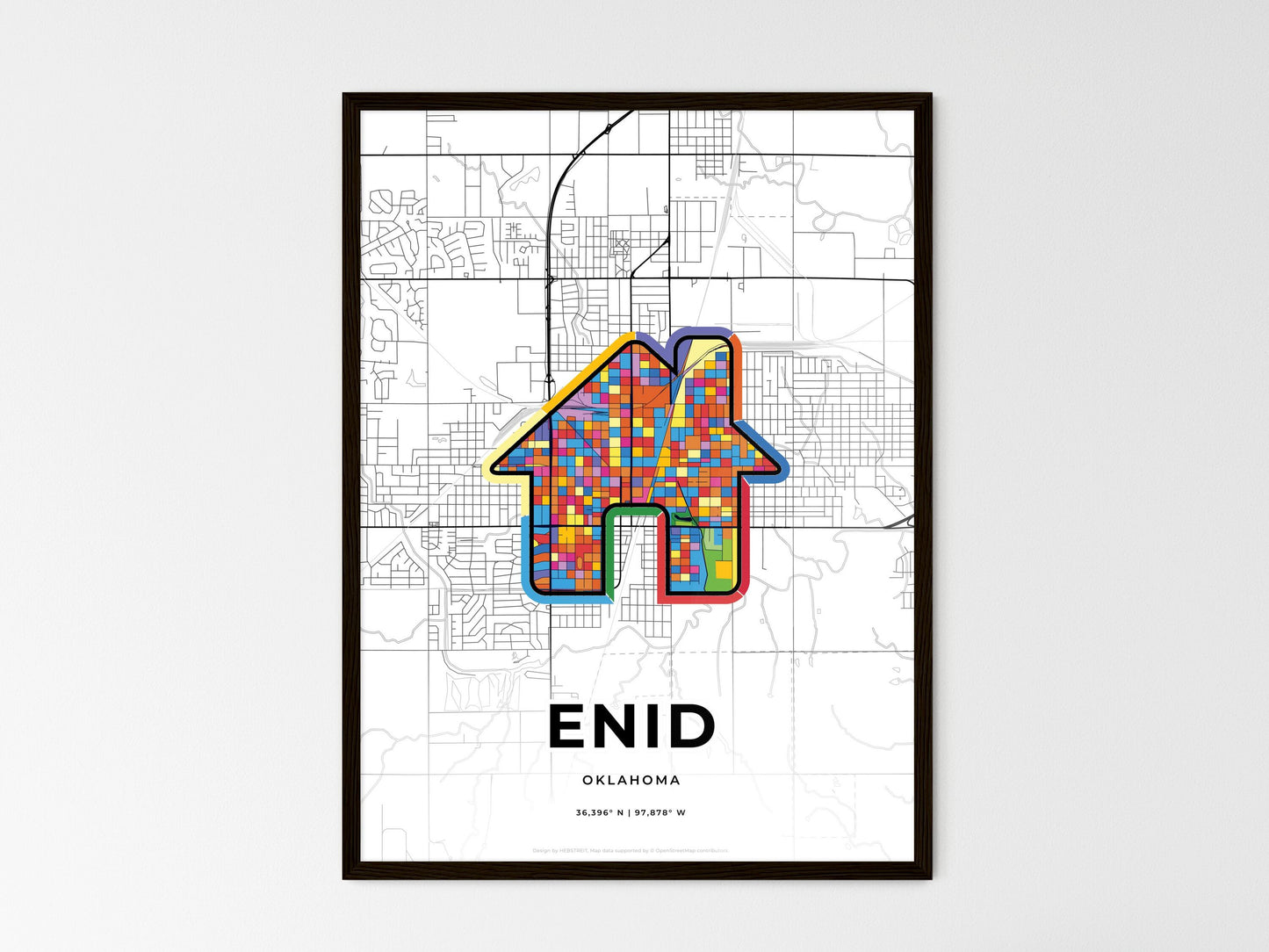 Enid Oklahoma wedding art map with home icon