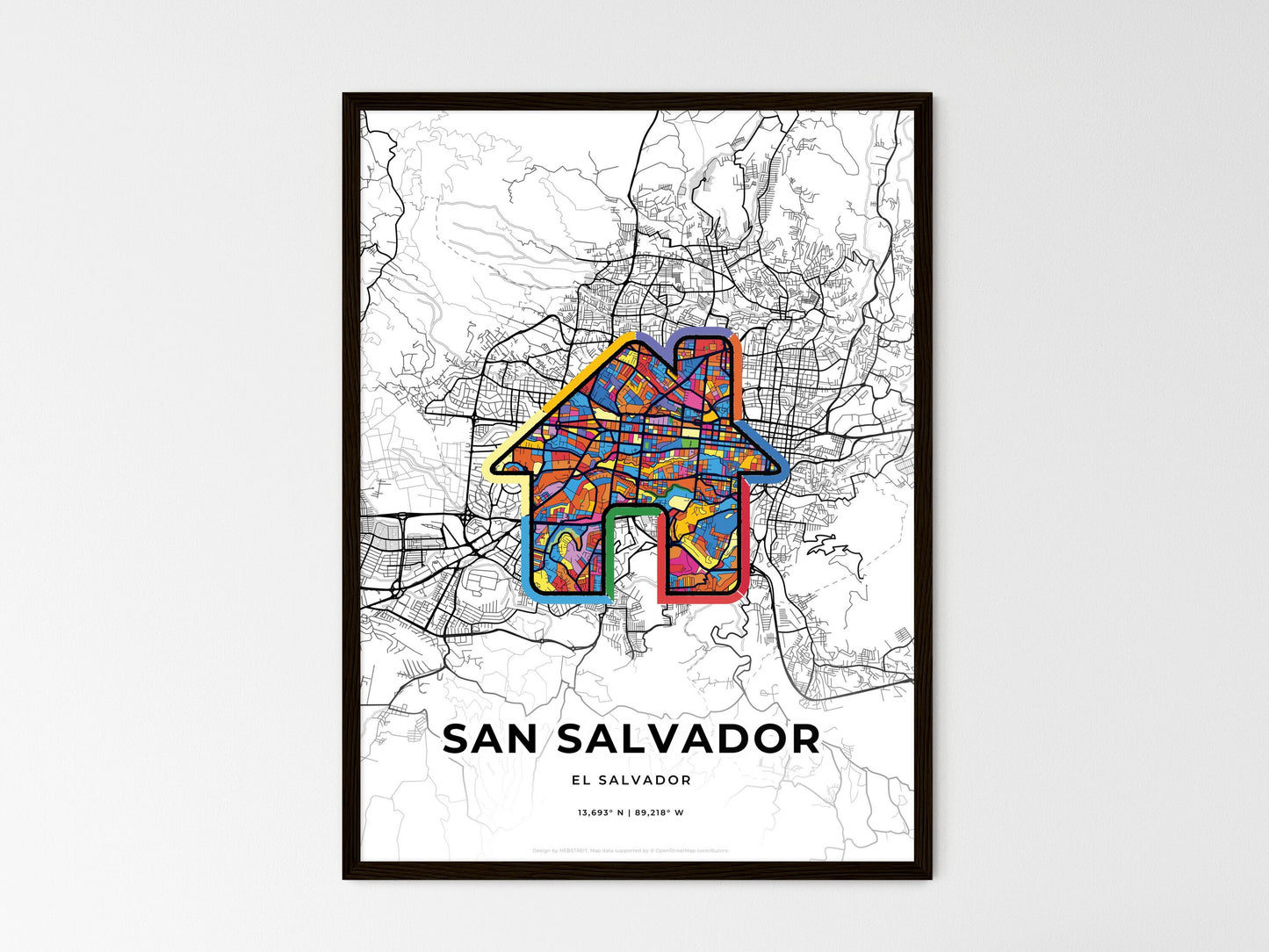 San Salvador El Salvador wedding art map with home icon