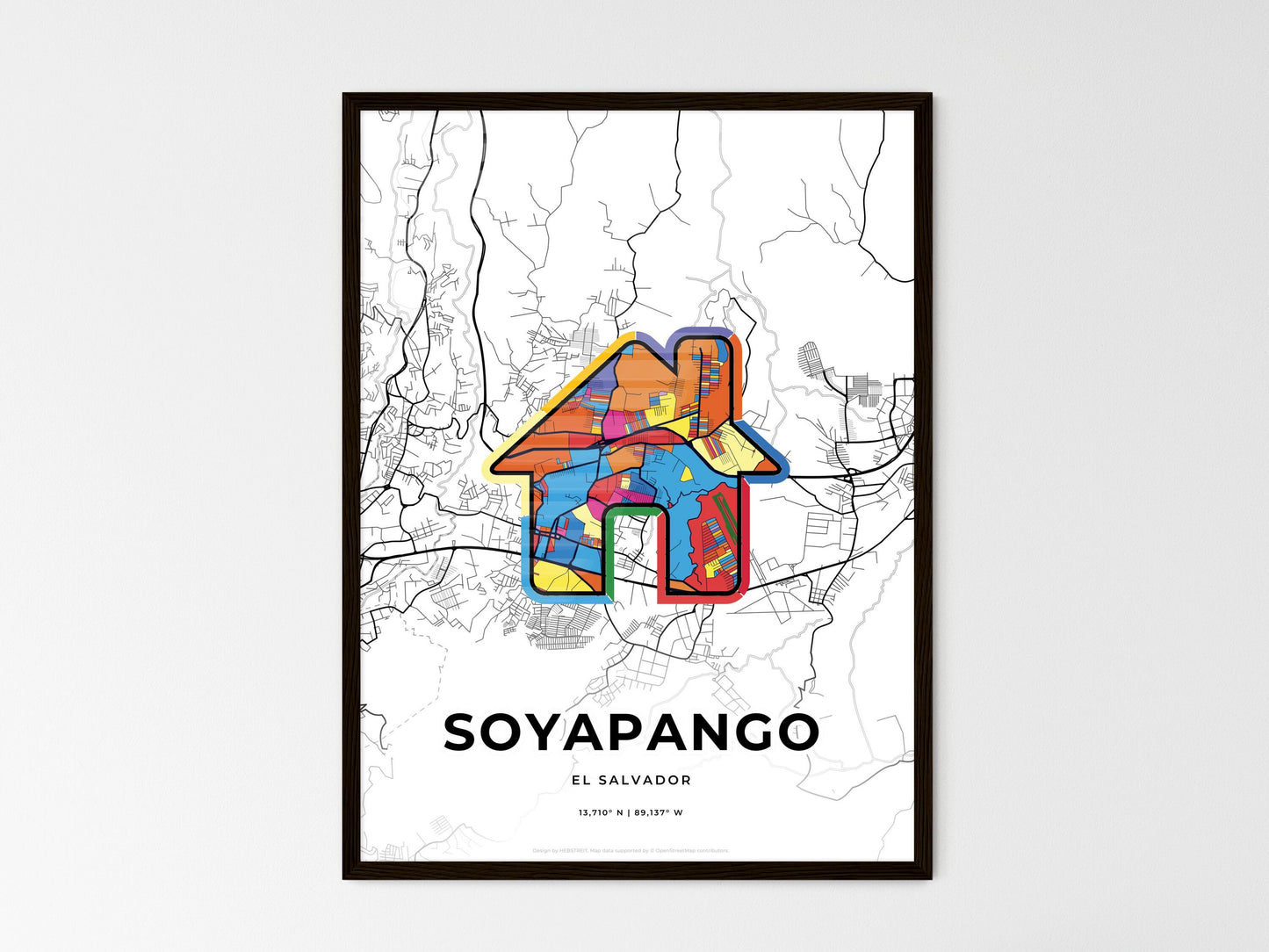 Soyapango El Salvador wedding art map with home icon