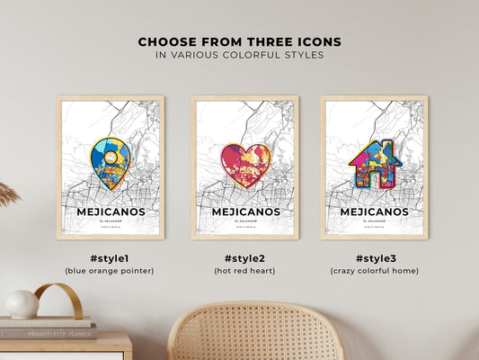 Mejicanos El Salvador maps with colorful icons
