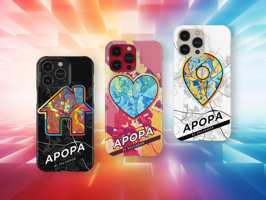 Apopa El Salvador slim phone case with colorful icon. Birthday, wedding or housewarming gift. Couple match cases.
