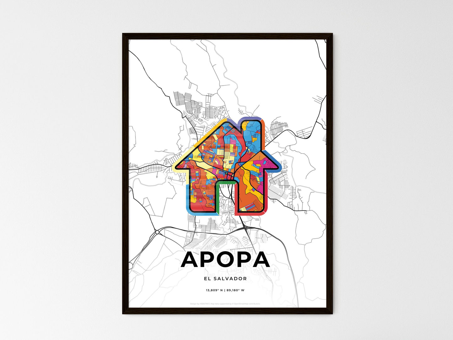 Apopa El Salvador wedding art map with home icon
