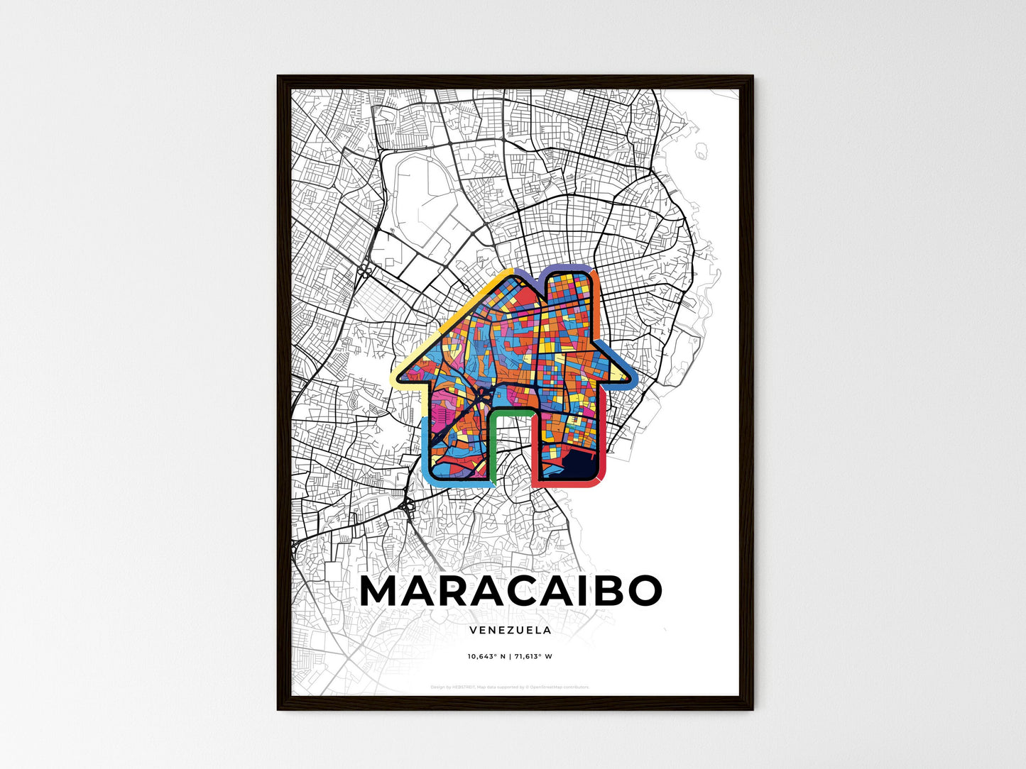 Maracaibo Venezuela wedding art map with home icon