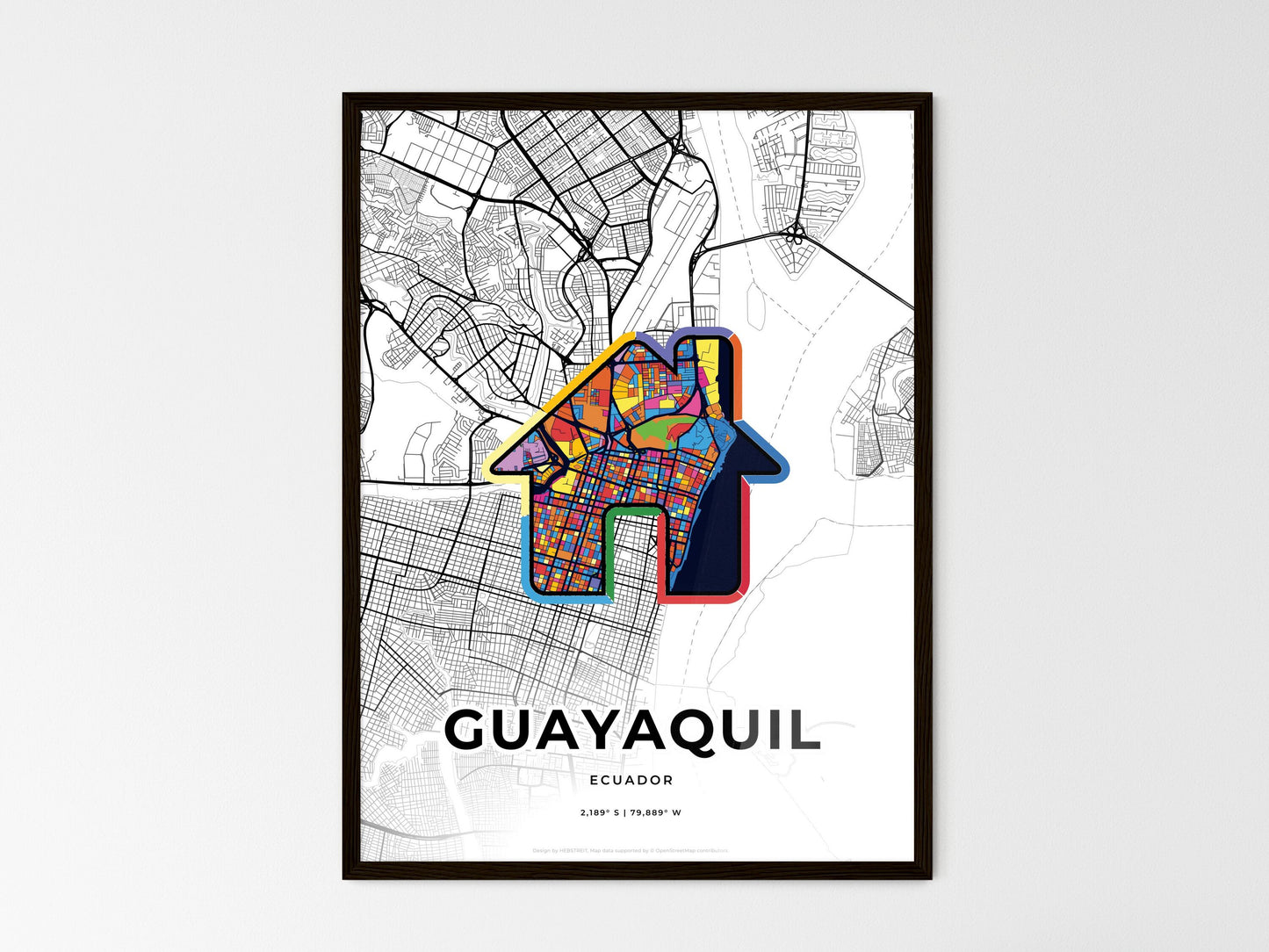 Guayaquil Ecuador wedding art map with home icon