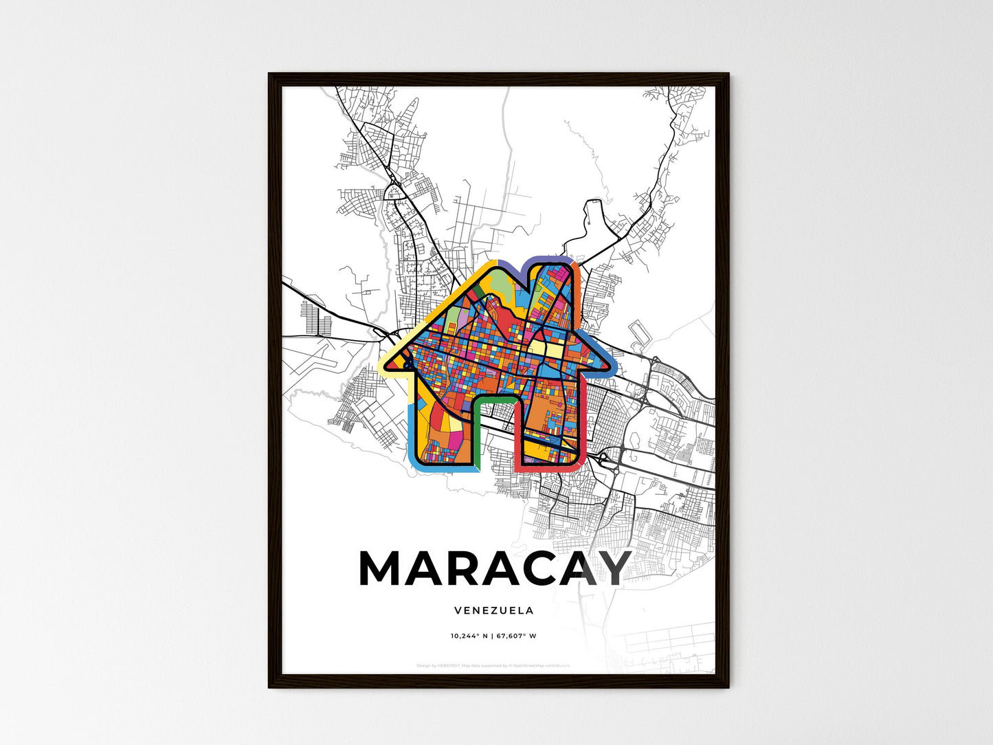 Maracay Venezuela wedding art map with home icon