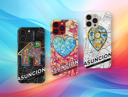 Asuncion Paraguay slim phone case with colorful icon. Birthday, wedding or housewarming gift. Couple match cases.