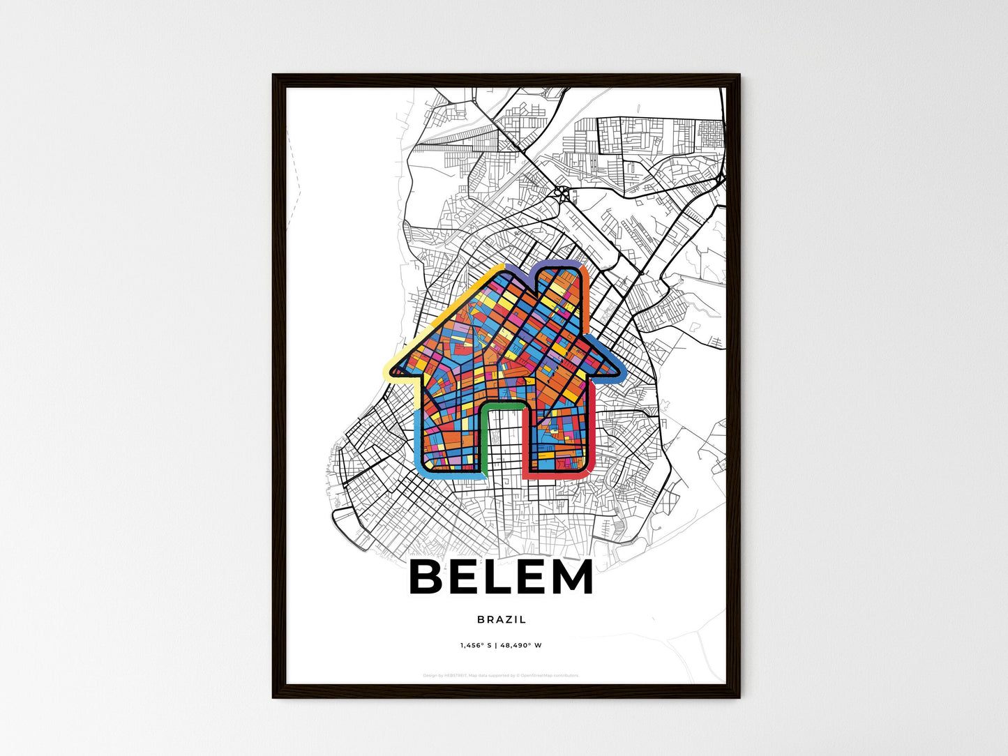 Belem Brazil wedding art map with home icon