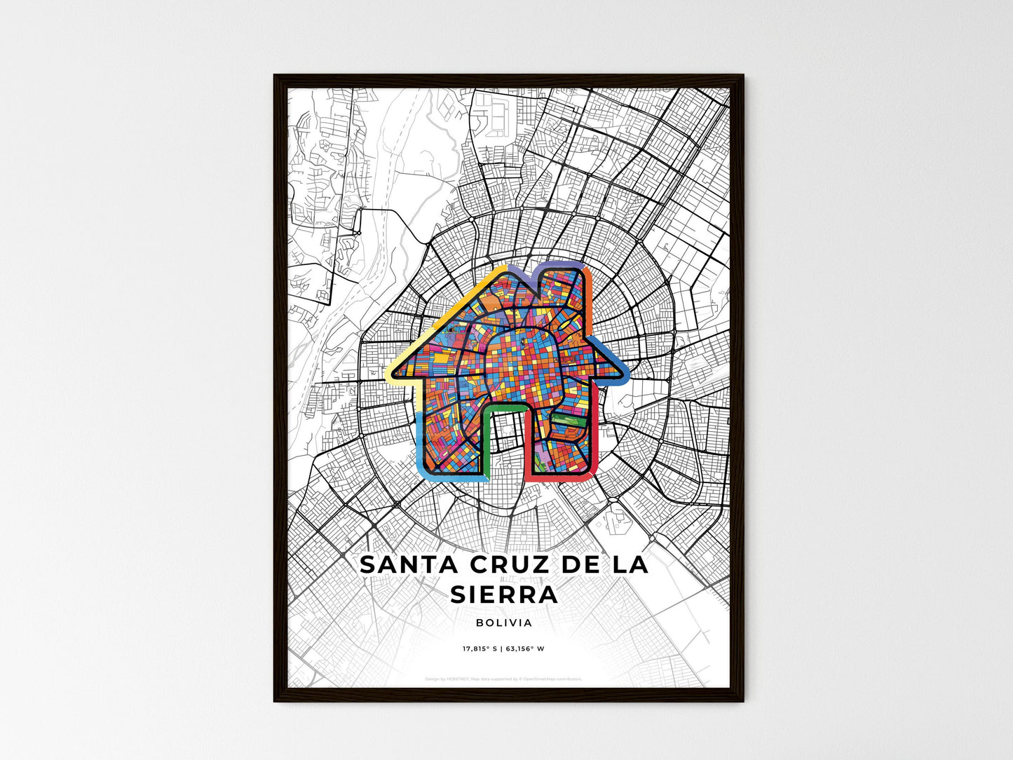 Santa Cruz De La Sierra Bolivia wedding art map with home icon