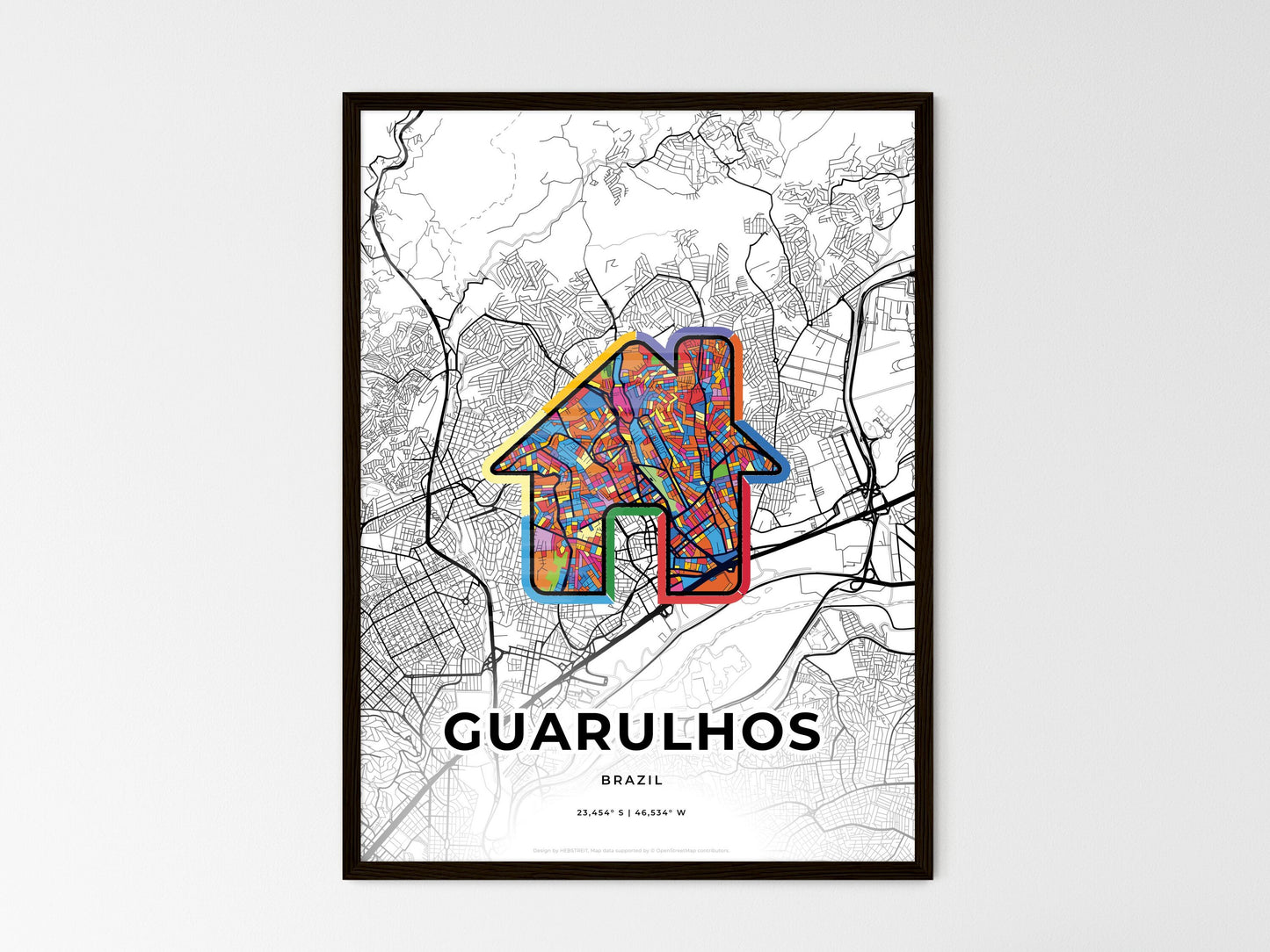 Guarulhos Brazil wedding art map with home icon