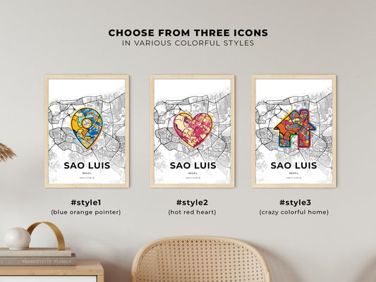 Sao Luis Brazil maps with colorful icons
