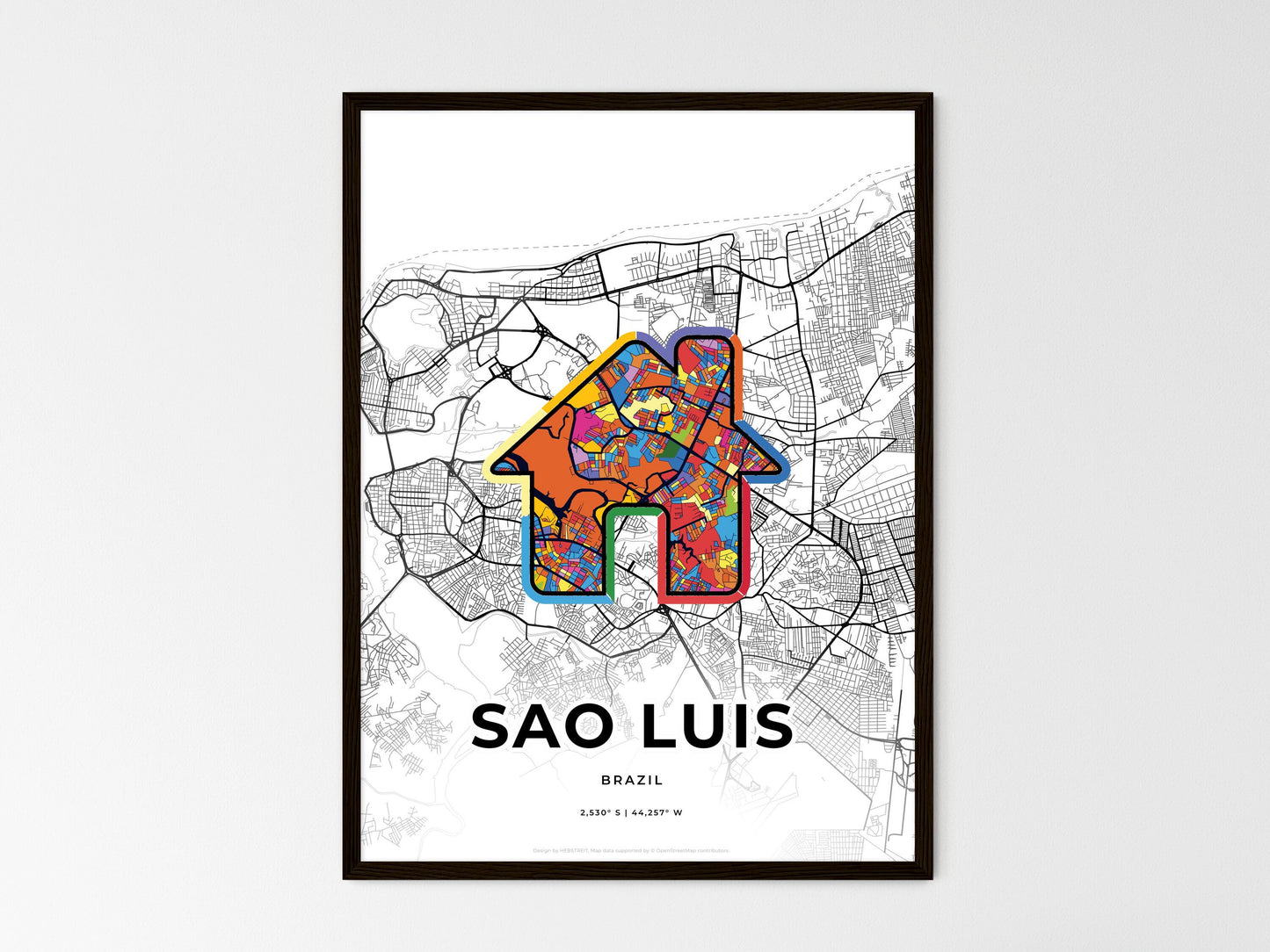 Sao Luis Brazil wedding art map with home icon