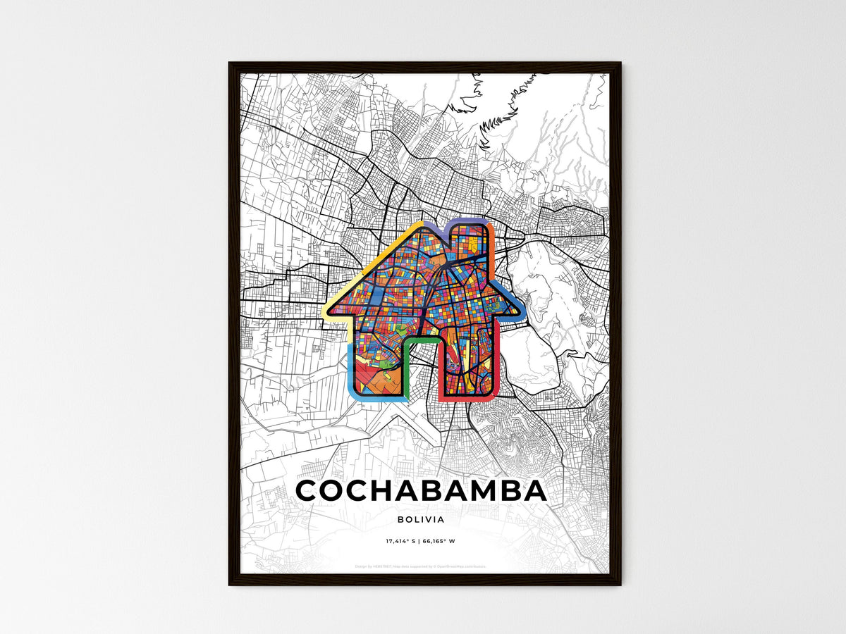 Cochabamba Bolivia wedding art map with home icon