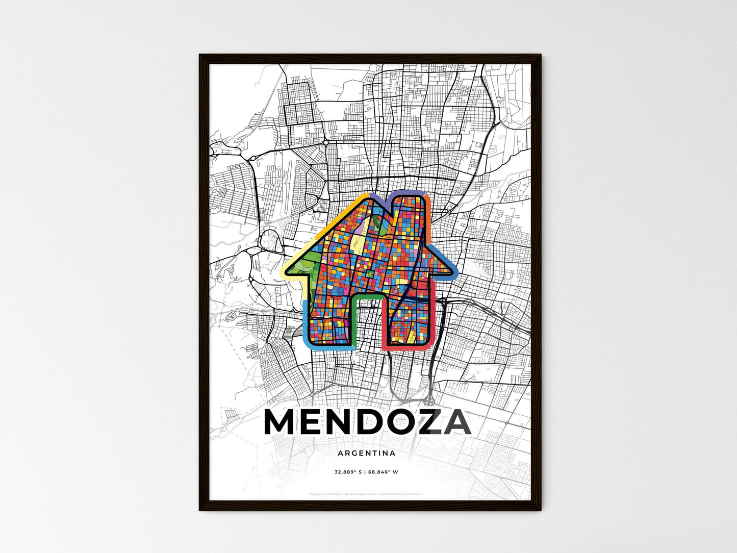 Mendoza Argentina wedding art map with home icon