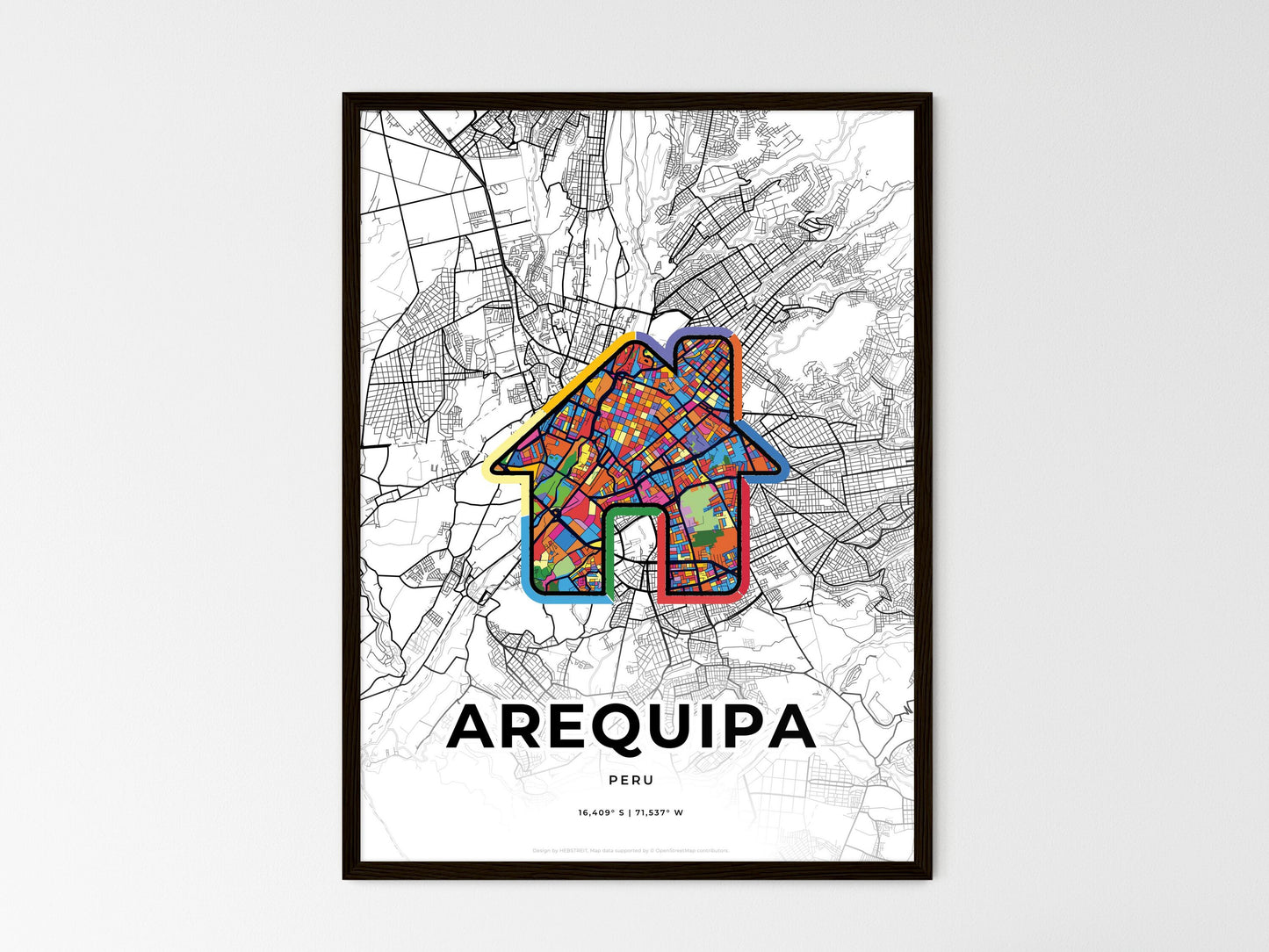Arequipa Peru wedding art map with home icon