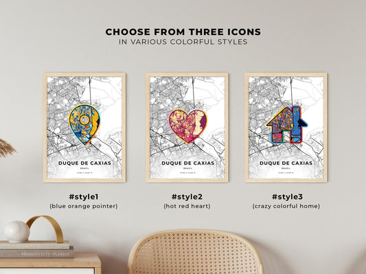 Duque De Caxias Brazil maps with colorful icons